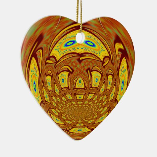 ゴールデンイエローベースボールグローブアートプリント セラミックオーナメント (右)