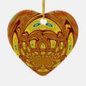 ゴールデンイエローベースボールグローブアートプリント セラミックオーナメント (正面)