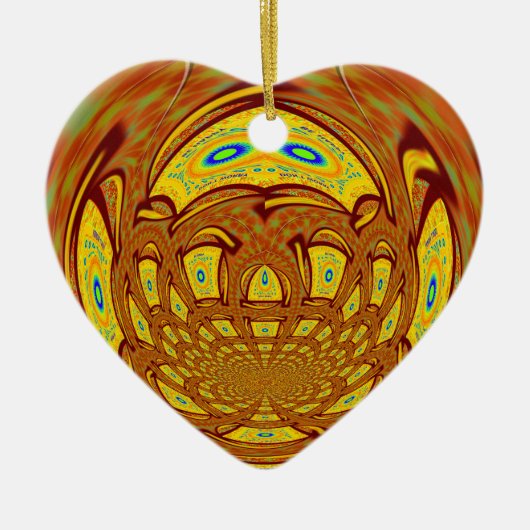 ゴールデンイエローベースボールグローブアートプリント セラミックオーナメント (正面)