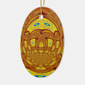 ゴールデンイエローベースボールグローブアートプリント セラミックオーナメント (左)