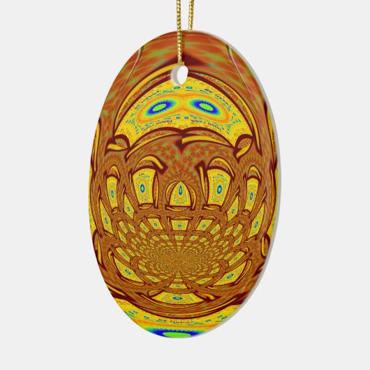 ゴールデンイエローベースボールグローブアートプリント セラミックオーナメント (左)