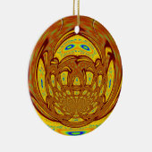 ゴールデンイエローベースボールグローブアートプリント セラミックオーナメント (右)