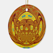 ゴールデンイエローベースボールグローブアートプリント セラミックオーナメント (左)