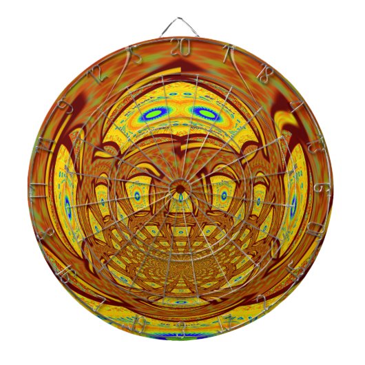 ゴールデンイエローベースボールグローブアートプリント ダーツボード (正面)