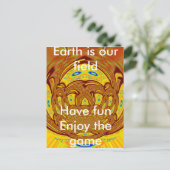 ゴールデンイエローベースボールグローブアートプリント ポストカード (スタンド正面)