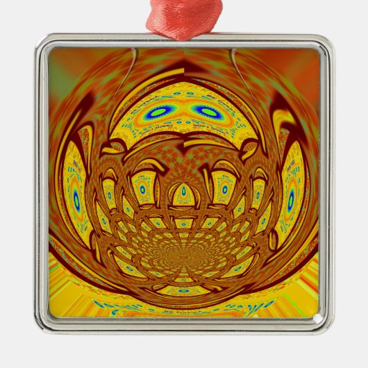 ゴールデンイエローベースボールグローブアートプリント メタルオーナメント (正面)