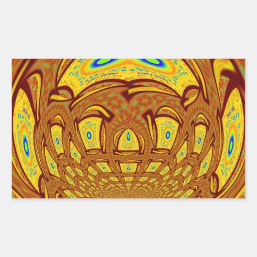 ゴールデンイエローベースボールグローブアートプリント 長方形シール (正面)