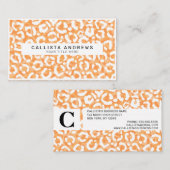 ゴールデンイエローホワイトヒョウアニマルプリントモノグラム 名刺 (正面/裏面)