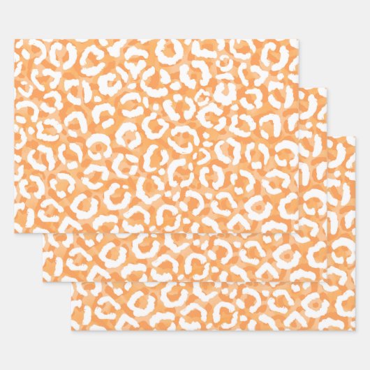 ゴールデンイエローホワイトヒョウアニマルプリント ラッピングペーパーシート (セット)