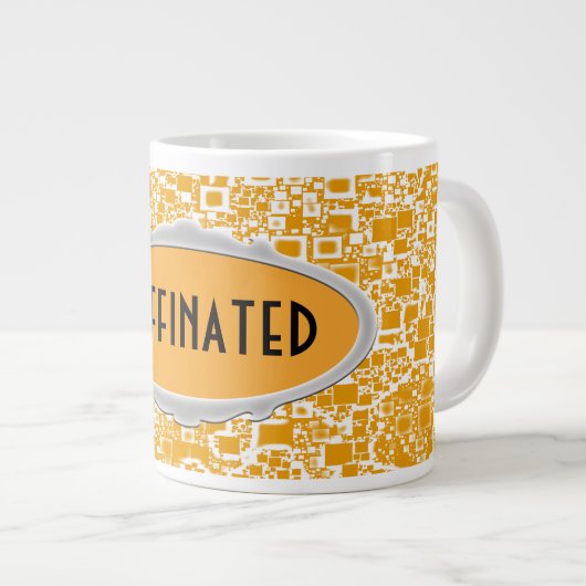 ゴールデンイエローミニタイルデザイン ジャンボコーヒーマグカップ (正面右)