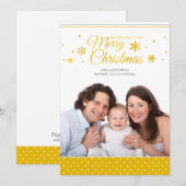 ゴールデンイエローメリークリスマスホリデーフォトカード シーズンカード (正面/裏面)