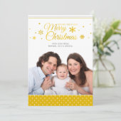ゴールデンイエローメリークリスマスホリデーフォトカード シーズンカード (スタンド正面)