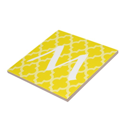 ゴールデンイエローモロッコムードクローバー付き/イニシャル タイル (側面)