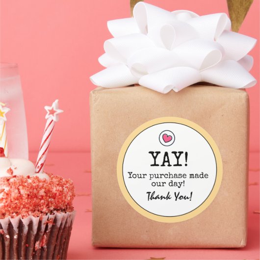 ゴールデンイエローレトロとハートビジネスありがとう ラウンドシール (パーティー)