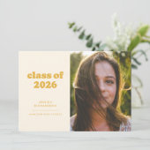 ゴールデンイエローレトロシンプル写真卒業 案内状 (スタンド正面)