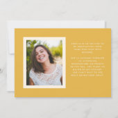 ゴールデンイエローレトロシンプル写真卒業 案内状 (裏面)