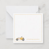 ゴールデンイエローヴィンテージ玩具パーソナライズされた車 ノートカード (正面)