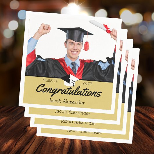 ゴールデンイエロー卒業パーティクラス20xx スタンダードカクテルナプキン