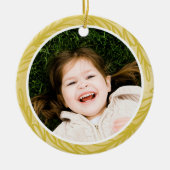 ゴールデンイエロー水彩植物写真フレーム セラミックオーナメント (正面)