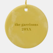 ゴールデンイエロー水彩植物写真フレーム セラミックオーナメント (裏面)