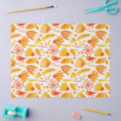 ゴールデンイエロー秋の葉と葉のパターン 薄葉紙 (クラフト)