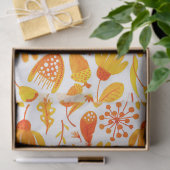 ゴールデンイエロー秋の葉と葉のパターン 薄葉紙 (ギフト)