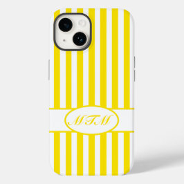 ゴールデンイエロー秋ストライプのモノグラム Case-Mate iPhone 14ケース