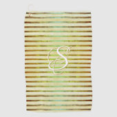 ゴールデンイエロー、グリーン、ホワイトストライプゴルフトーウェ ゴルフタオル (正面)