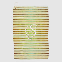 ゴールデンイエロー、グリーン、ホワイトストライプゴルフトーウェ ゴルフタオル