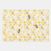 ゴールデンイエロー ハニカム バースデー ラッピングペーパーシート (正面)
