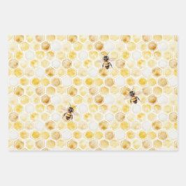 ゴールデンイエロー ハニカム バースデー ラッピングペーパーシート