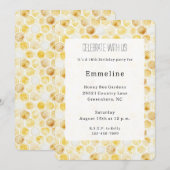 ゴールデンイエロー ハニカム バースデー 招待状 (正面/裏面)