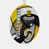 ゴールデンイエロー、ホワイト&ブラックバレーボール🏐 セラミックオーナメント (右)