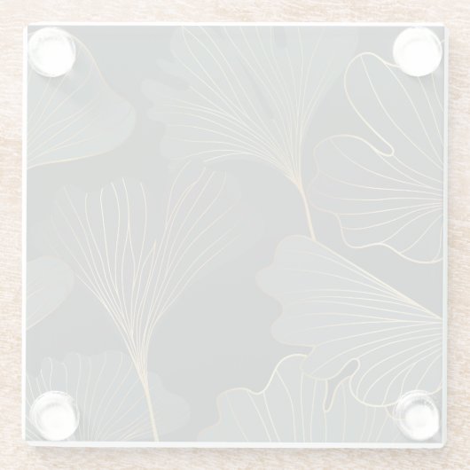 ゴールデンイチョウ:豪華なフローラデコ。 ガラスコースター (裏面)