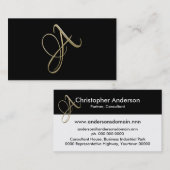 ゴールデンイニシャルAモノグラム 名刺 (正面/裏面)