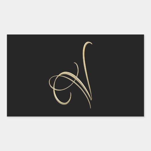 ゴールデンイニシャルVモノグラム 長方形シール (正面)