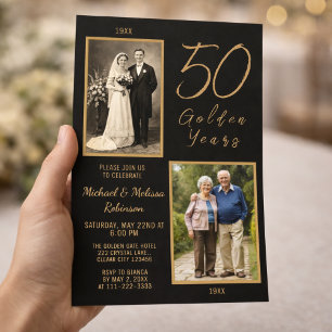ゴールデンイヤーズ 50回目の結婚記念日 ゴールド 招待状