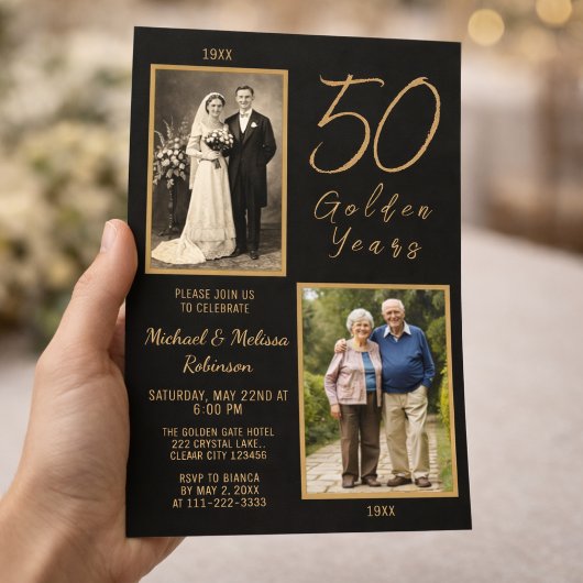 ゴールデンイヤーズ 50回目の結婚記念日 ゴールド 招待状