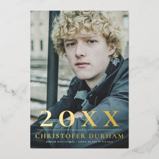 ゴールデンイヤー卒業フォイル招待状 箔招待状 (正面)