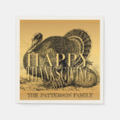ゴールデンイラストレーションパーソナライズされたターキーPナプキン スタンダードカクテルナプキン (正面)