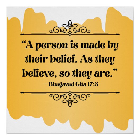 ゴールデンインスパイアミニマリストバガバッドギタ引用文 ポスター (正面)