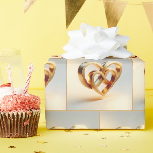 ゴールデンインフィニティとハート記号 ラッピングペーパー (誕生日パーティー)