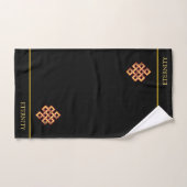 ゴールデンインフィニティノット&編集可能文字オンブラック バスタオルセット (ハンドタオル)