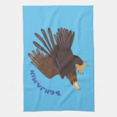 ゴールデンイーグルおもしろいマンガイラストレーション キッチンタオル (縦)