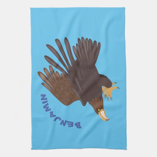 ゴールデンイーグルおもしろいマンガイラストレーション キッチンタオル (縦)