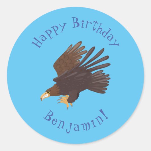 ゴールデンイーグルおもしろいマンガイラストレーション ラウンドシール (正面)