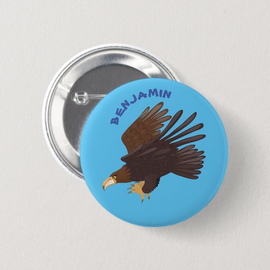 ゴールデンイーグルおもしろいマンガイラストレーション 缶バッジ (正面&裏面)