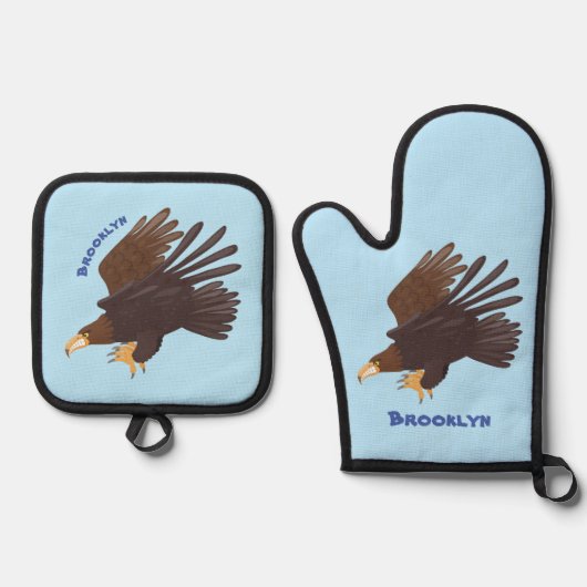 ゴールデンイーグルおもしろいマンガイラストレーション 鍋つかみ&鍋敷きセット (正面)