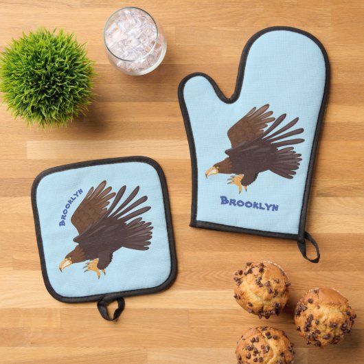 ゴールデンイーグルおもしろいマンガイラストレーション 鍋つかみ&鍋敷きセット (トップダウン)