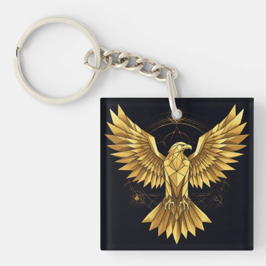 🦅 ゴールデンイーグル 幾何学デザイン 大胆なスタイル 🦅 キーホルダー (正面)